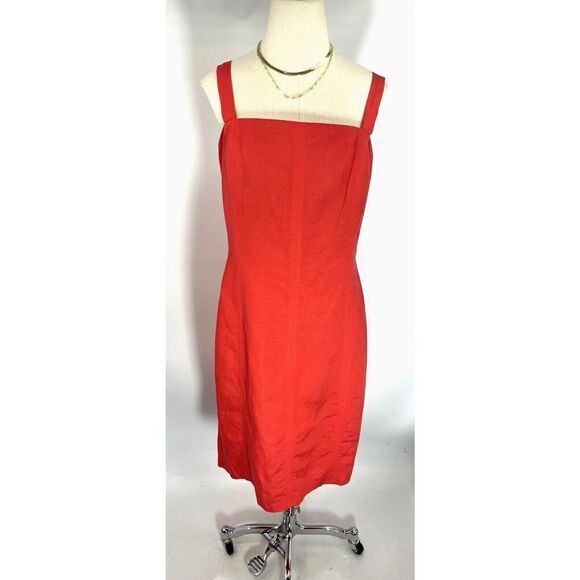 New Natorious Coral Linen Blend Sheath Dress Size 14 MSRP $395 - Picture 1 of 11